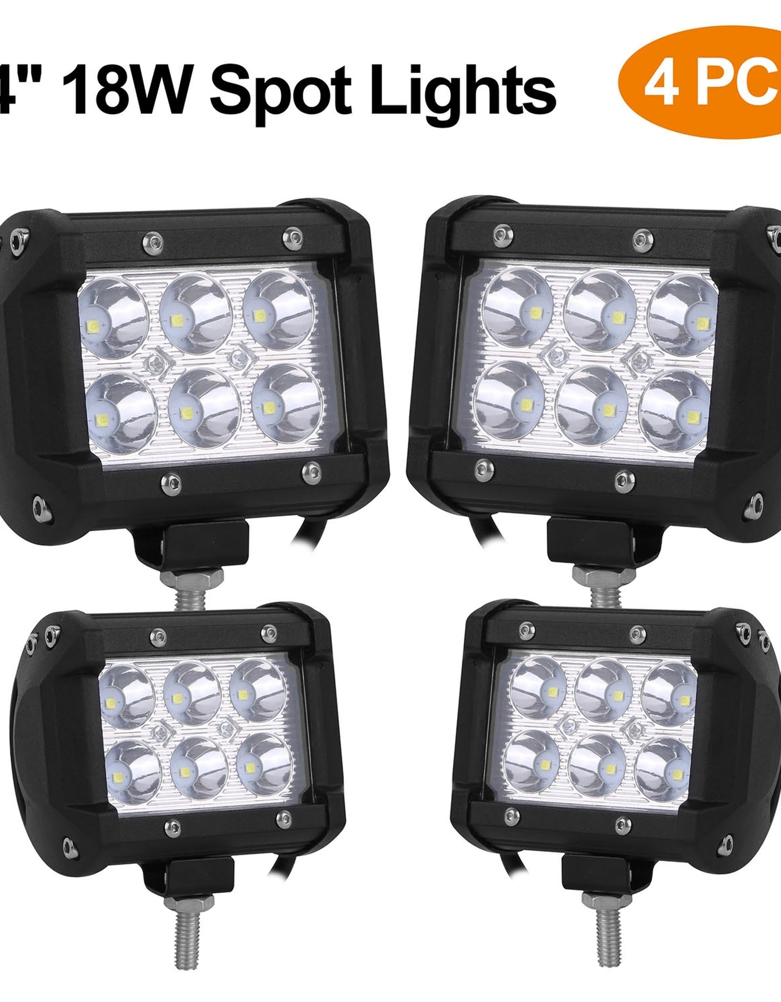 4 PCS 4� 18W Dual Row LED Waterproof Spot Light Pod Cube Light