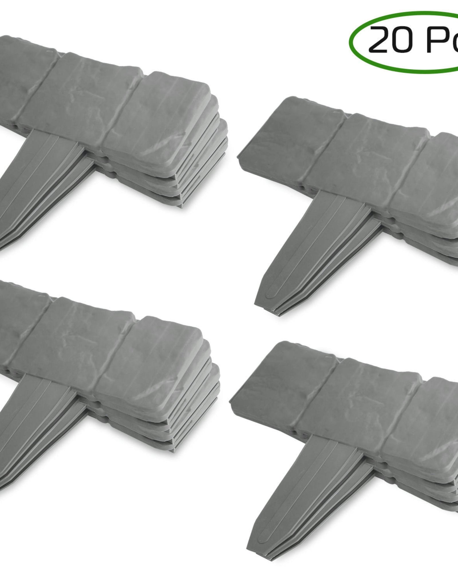 20 PCS Cobbled Stone Effect Plastic Garden Lawn Border Edging