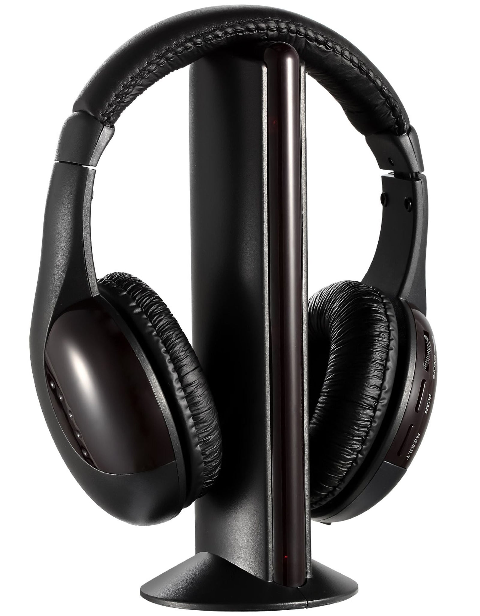 Wireless RF Headphones with Mic, Over-Ear Headsets, 98.4ft Range, Y-shaped Cable, for TV Radio CD