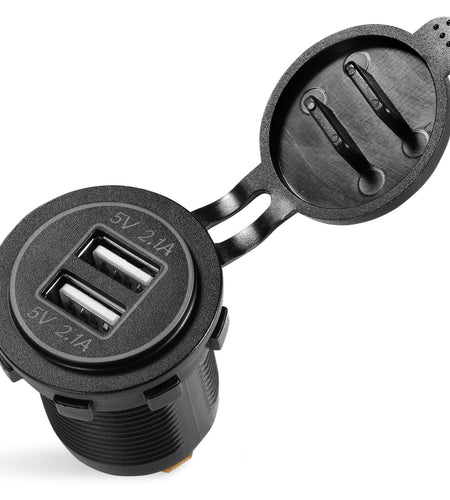 1Pc 2 USB Charger 12-24V Car Cigarette Lighter Socket Splitter Dual USB 2.1A Outlet Car Charger IP65 waterproof for Car Boat Marine Mobile