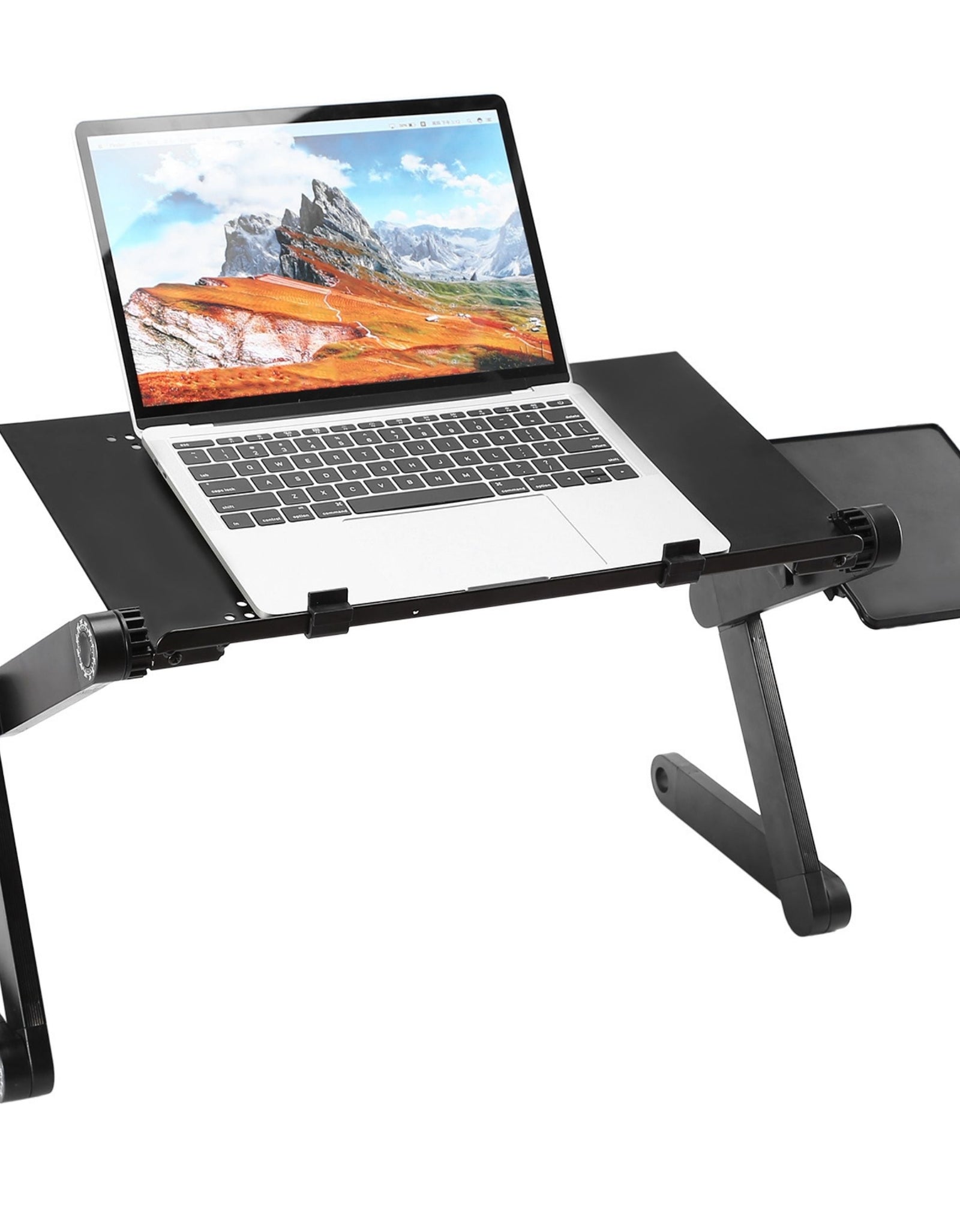 Foldable Laptop Table Bed Desk Aluminum Alloy Breakfast Tray w/ Mouse Board for Home Office Travel