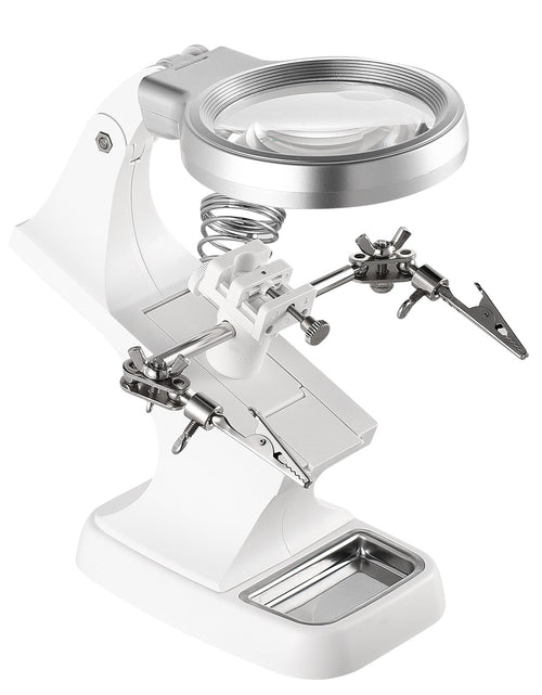 Load image into Gallery viewer, LED Light Helping Hands Magnifying Glass 3X/4.5X w/ 360�Adjust Third Hand Soldering Vise
