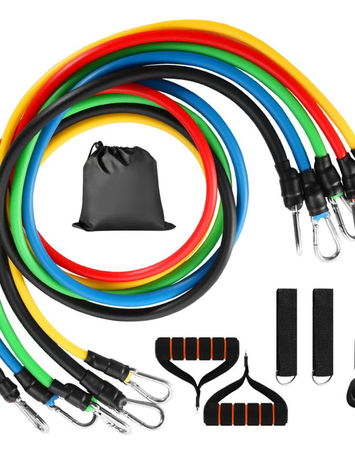 Load image into Gallery viewer, 11-Piece Resistance Bands Set - Up to 100lbs - Fitness Workout Tubes with Door Anchor, Handles, and Ankle Straps
