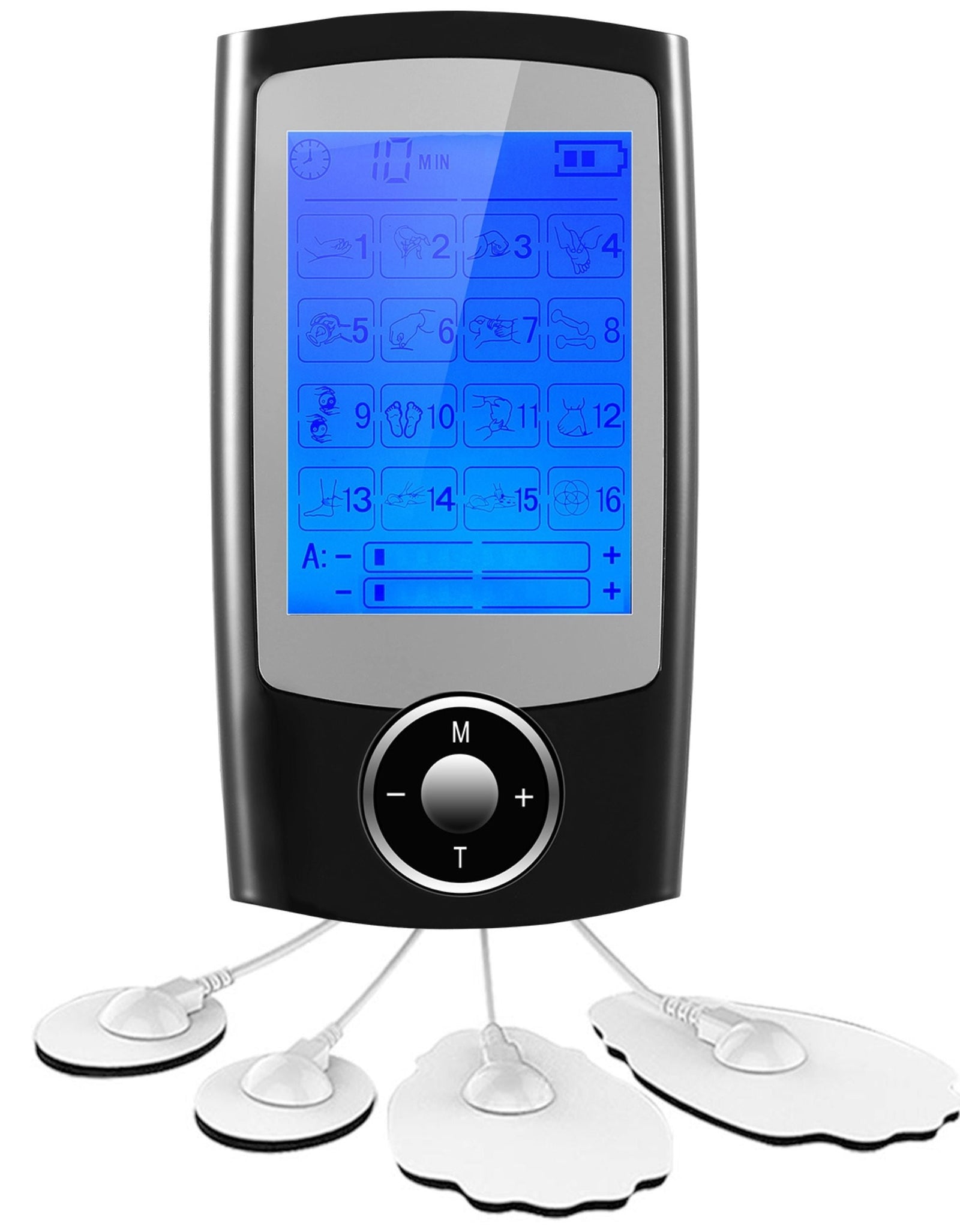 16 Mode Rechargeable Tens Unit - Pain Relief Massager with 2 Outputs and 6hrs Working