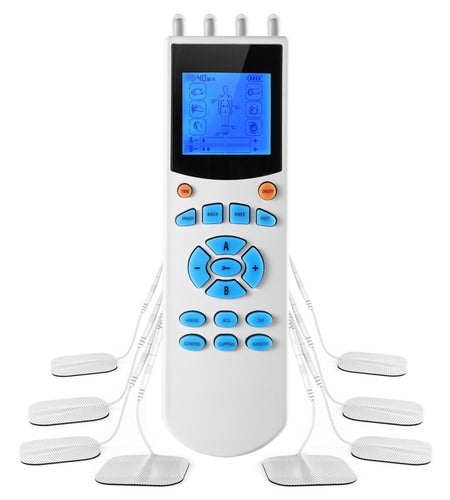 10 Mode Tens Unit Impulse Massager - Pain Relief Muscle Stimulator with 4 Outputs & 8 Electrode Pads