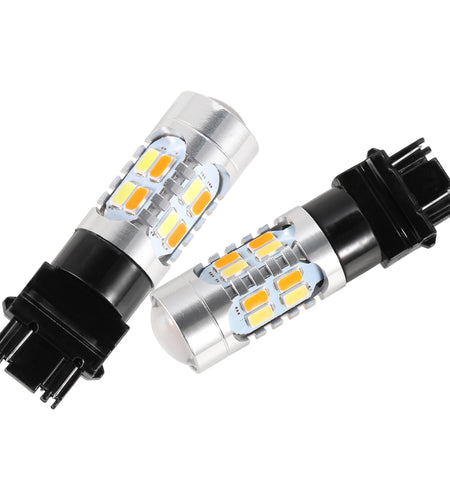 2 Pcs T25 3157 800LM Turn Signal Parking DRL LED Light Bulbs with LED Load Resistors Light Decoder Kit