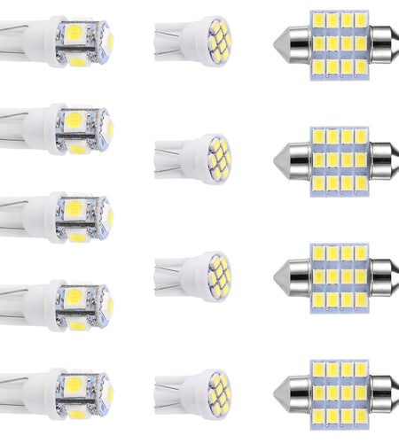 13Pcs T10 31mm Festoon LED Light Bulb Interior Dome Map LED Lights License Plate Trunk Side Positioning Lights 6000K White