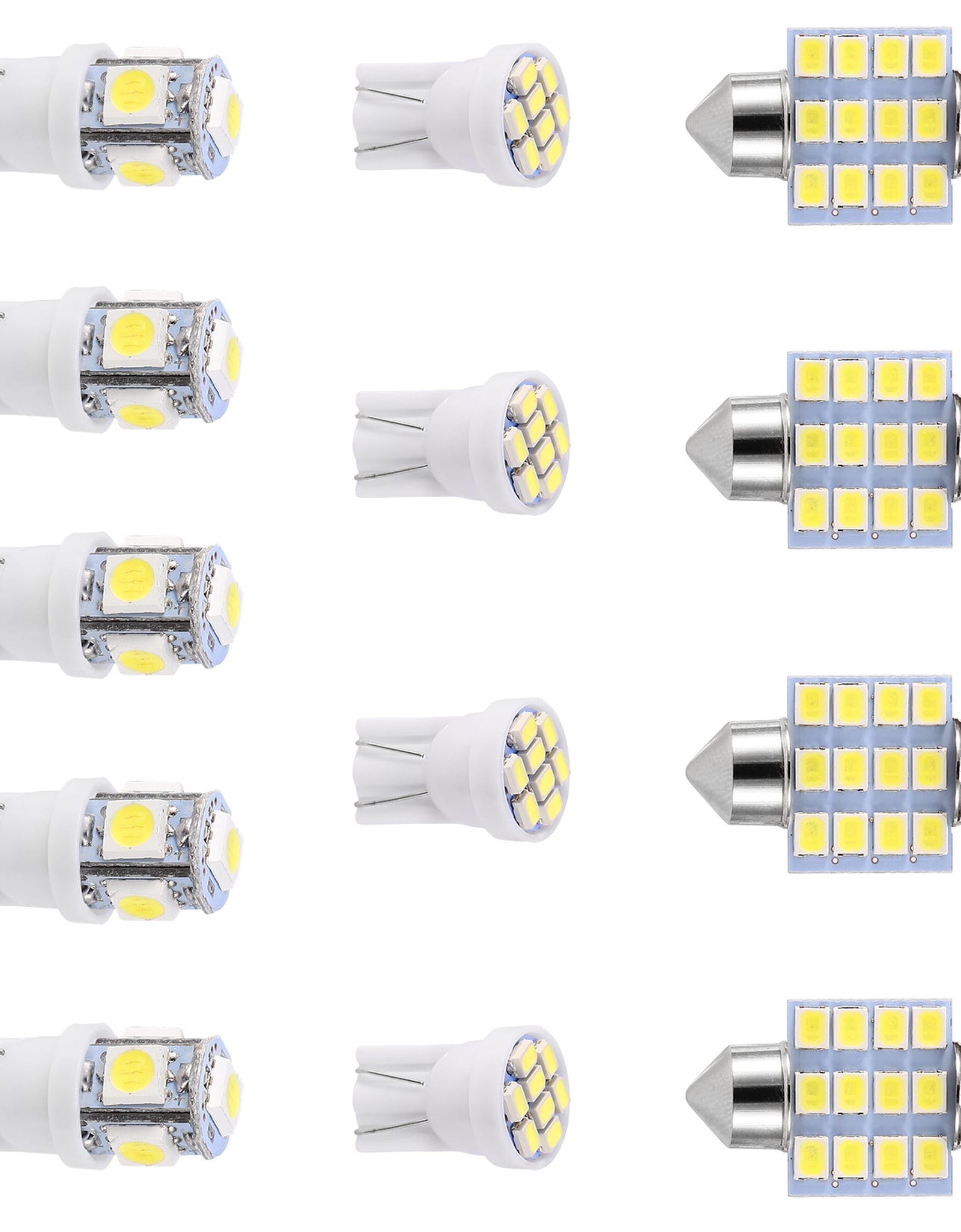 13Pcs T10 31mm Festoon LED Light Bulb Interior Dome Map LED Lights License Plate Trunk Side Positioning Lights 6000K White