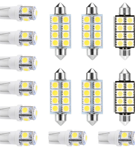 14Pcs T10 41mm Festoon LED Light Bulb Interior Dome Map LED Lights License Plate Trunk Side Positioning Lights 6000K White