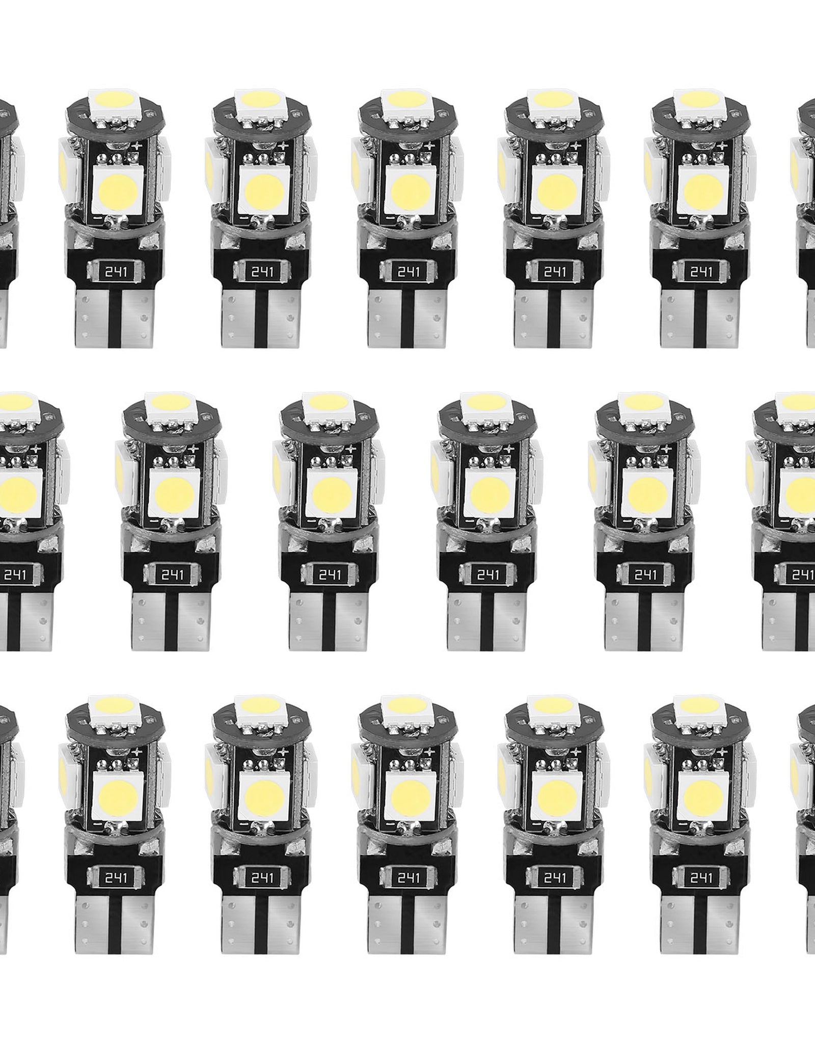 20Pcs T10 SMD5050 LED Light Bulbs 6000K Wedge Light Lamps Dome Map License Plate Car Interior Festoon Lights Kits