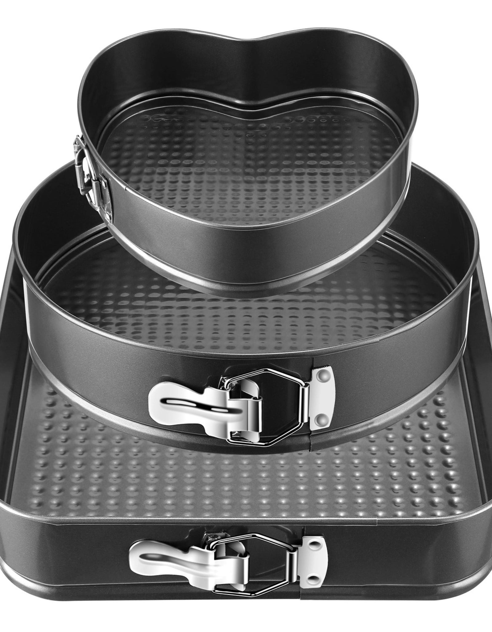 3Pc Non-Stick Springform Cake Pan Set - Leakproof 9"10"11" Bakeware