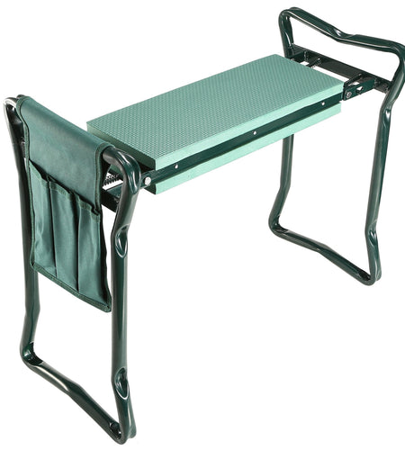 Foldable Garden Kneeler Seat w/ Kneeling Soft Cushion Pad Tools Pouch Portable Gardener Kneeling Bench Stool