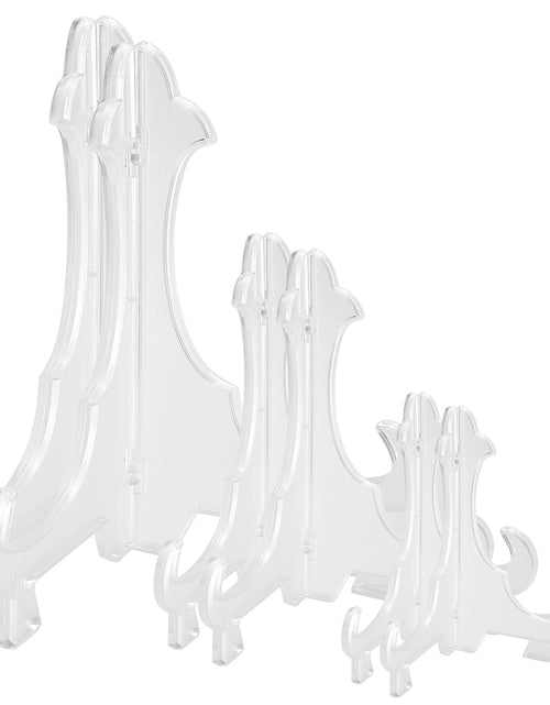 Load image into Gallery viewer, 6Pcs Plastic Easels Plate Display Stand Picture Frame Holder for Photo Dish Art Pieces Certificates Placecard Home Office Birthday Decoration
