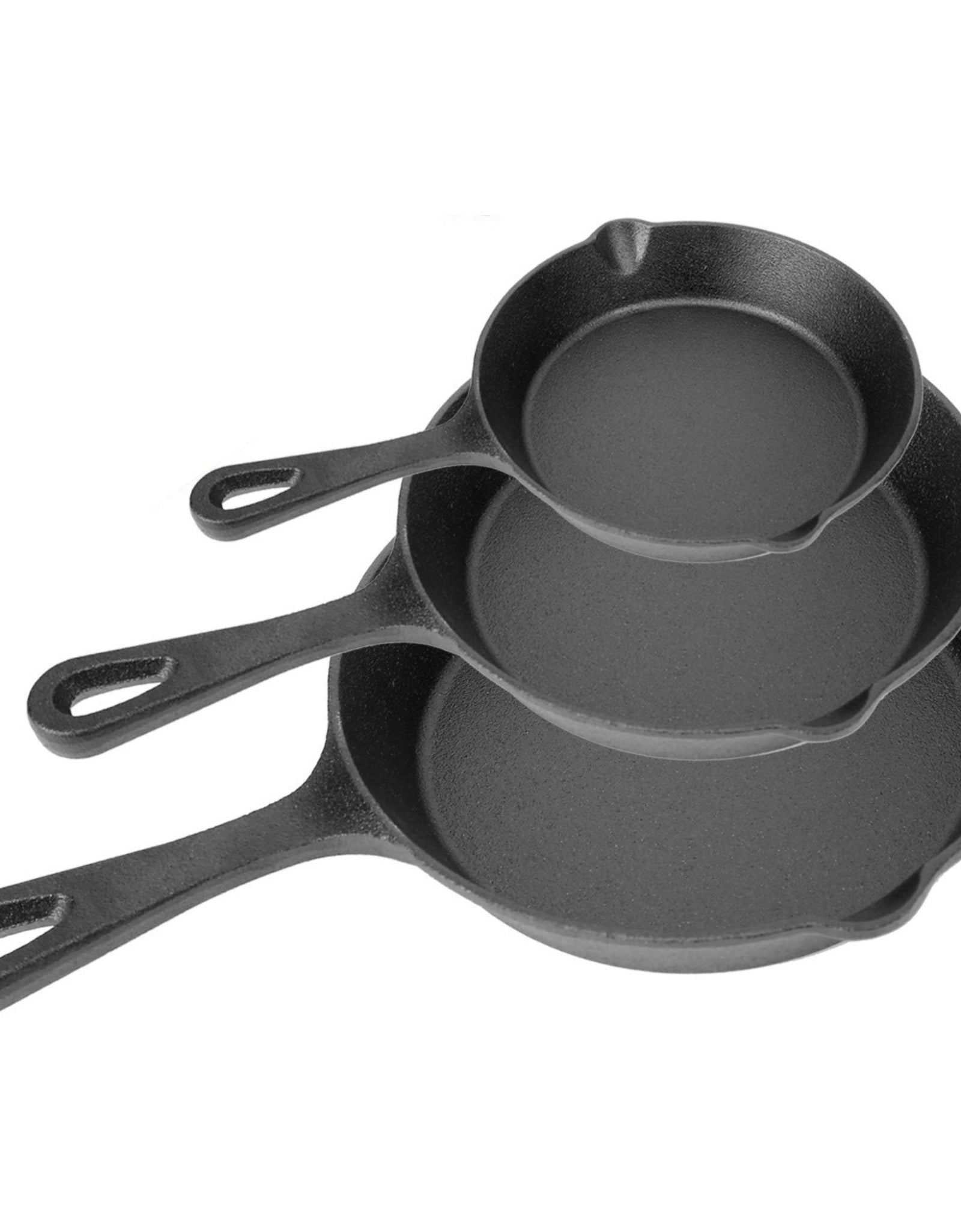 3-Piece Pre-Seasoned Cast Iron Skillet Set - Non-Stick, Oven Safe, Heat-Resistant Frying Pans
