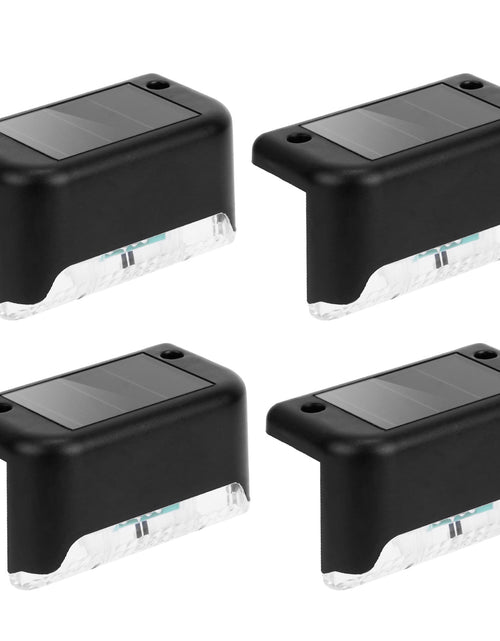 Load image into Gallery viewer, 4Pcs Solar Powered LED Step Lights Outdoor Water-Resistant Dusk To Dawn Sensor Fence Lamps For Stairs Yard Railing
