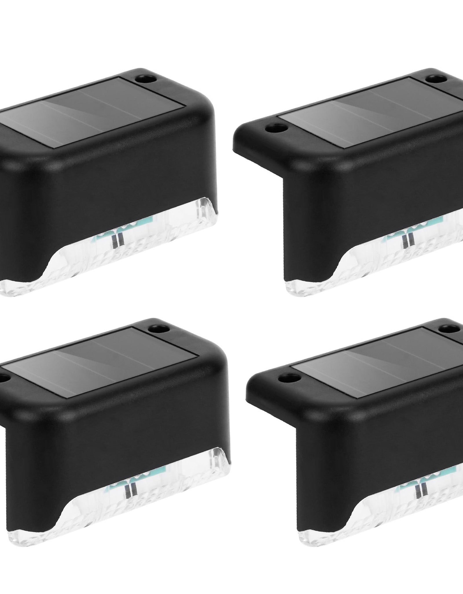 4Pcs Solar Powered LED Step Lights Outdoor Water-Resistant Dusk To Dawn Sensor Fence Lamps For Stairs Yard Railing