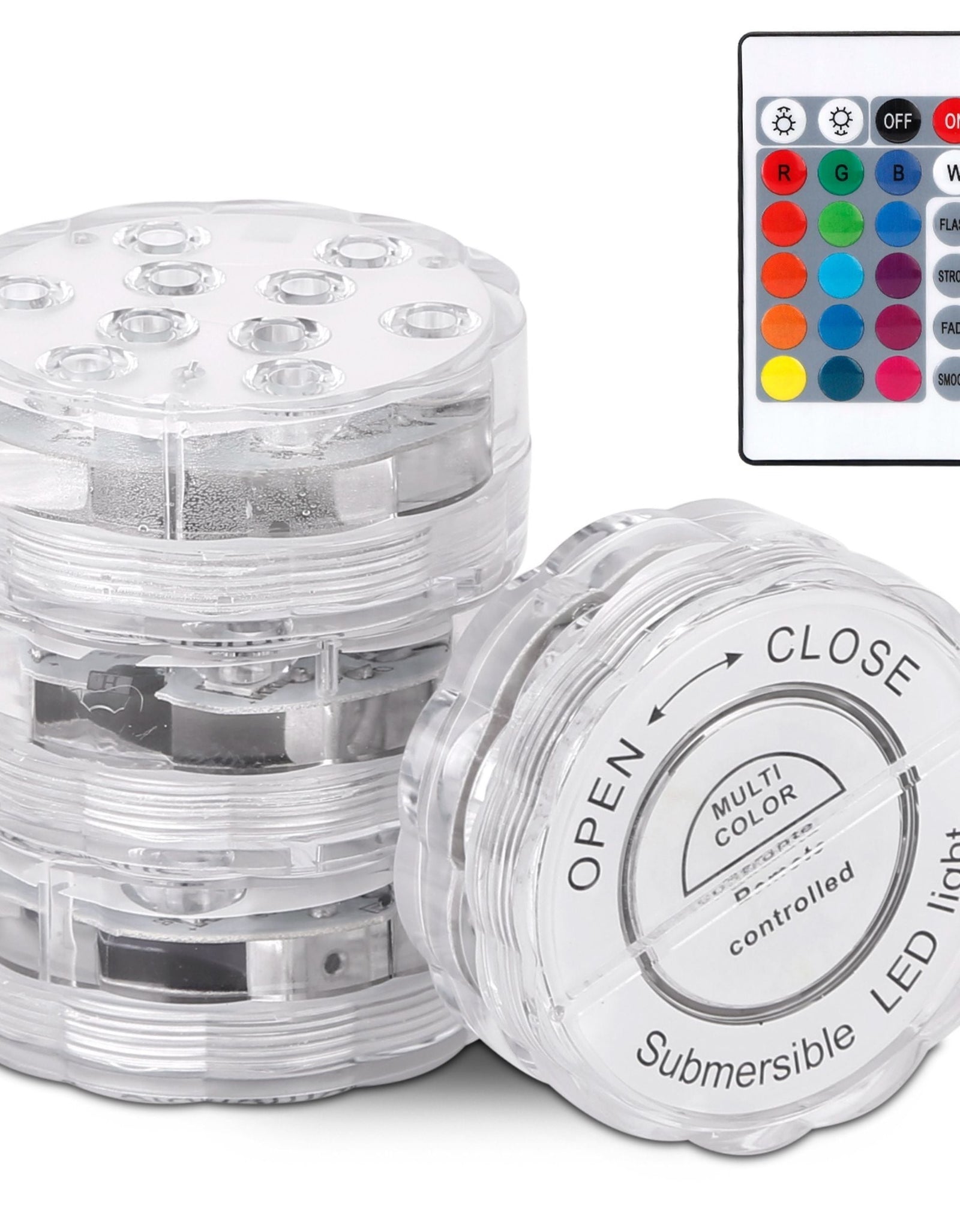 4Pcs Submersible RGB LED Lights IP68 Waterproof Color Changing Lamps Remote Control Battery Operated Floral Light