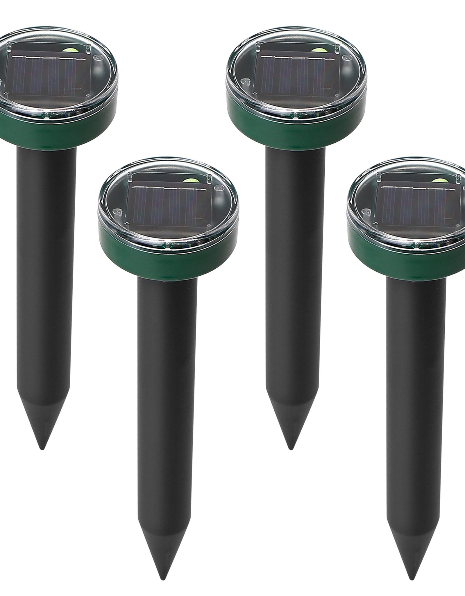 4Pcs Solar Powered Mole Repeller Sonic Gopher Stake Repellent Waterproof Outdoor For Farm Garden Yard Repelling Moles Gopher Snake Vole Rat Mice Mouse