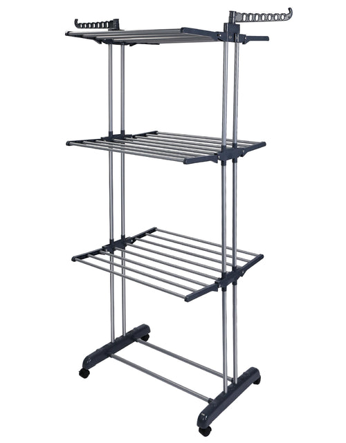 Load image into Gallery viewer, Clothes Drying Rack Rolling Collapsible Laundry Dryer Hanger Stand Rail Shelve Wardrobe Clothing Drying Racks w/ Dual Side Wings
