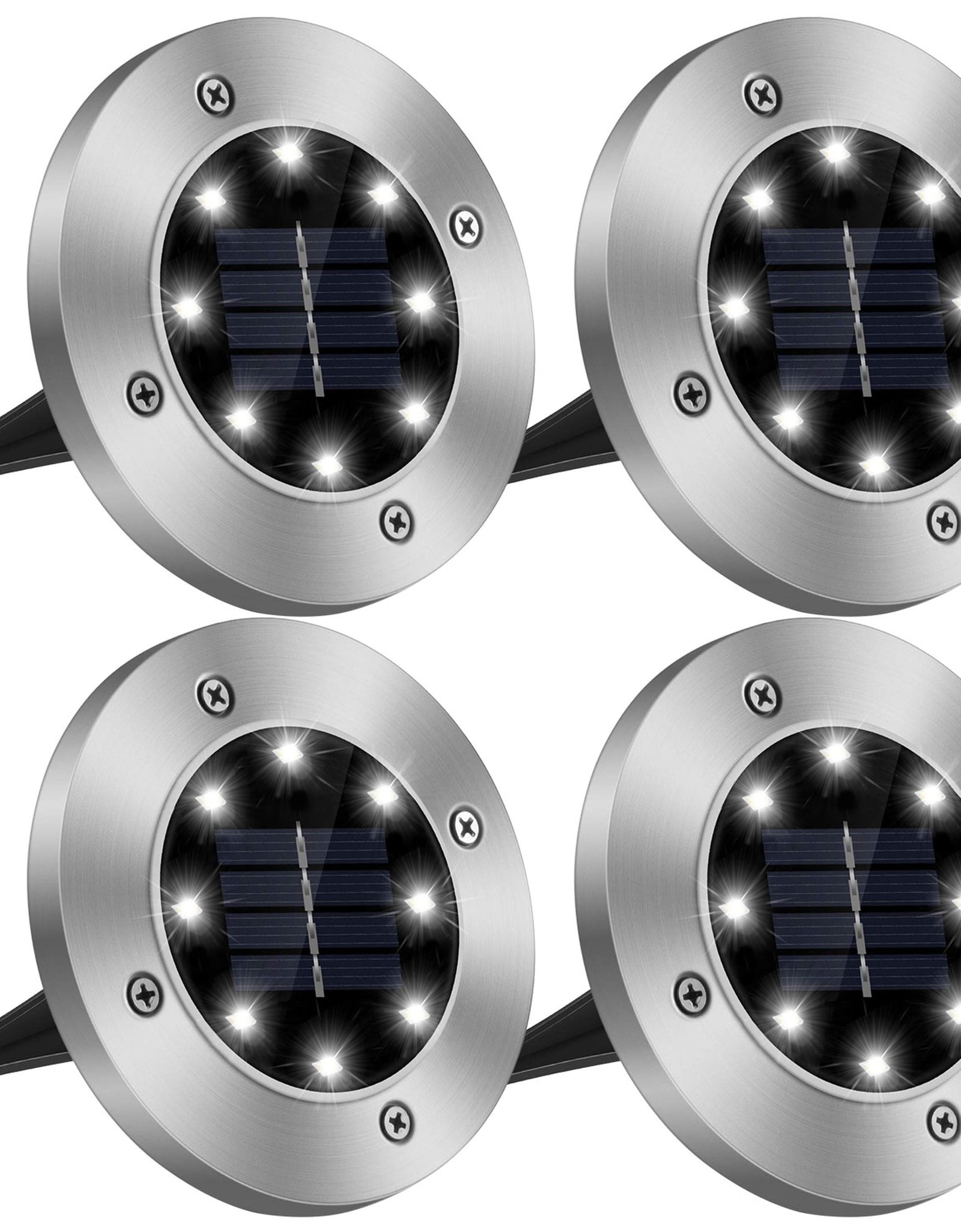 4Pcs Solar Powered Ground Light Outdoor IP65 Waterproof Buried In-Ground Lamp Decorative Path Deck Lawn Patio Lamp