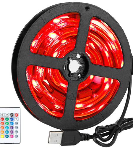 6.56ft LED Backlight Strip - Waterproof RGB Strip Light - 16 Colors - 40-60" TV - USB Monitor Lighting Kit - Remote Included