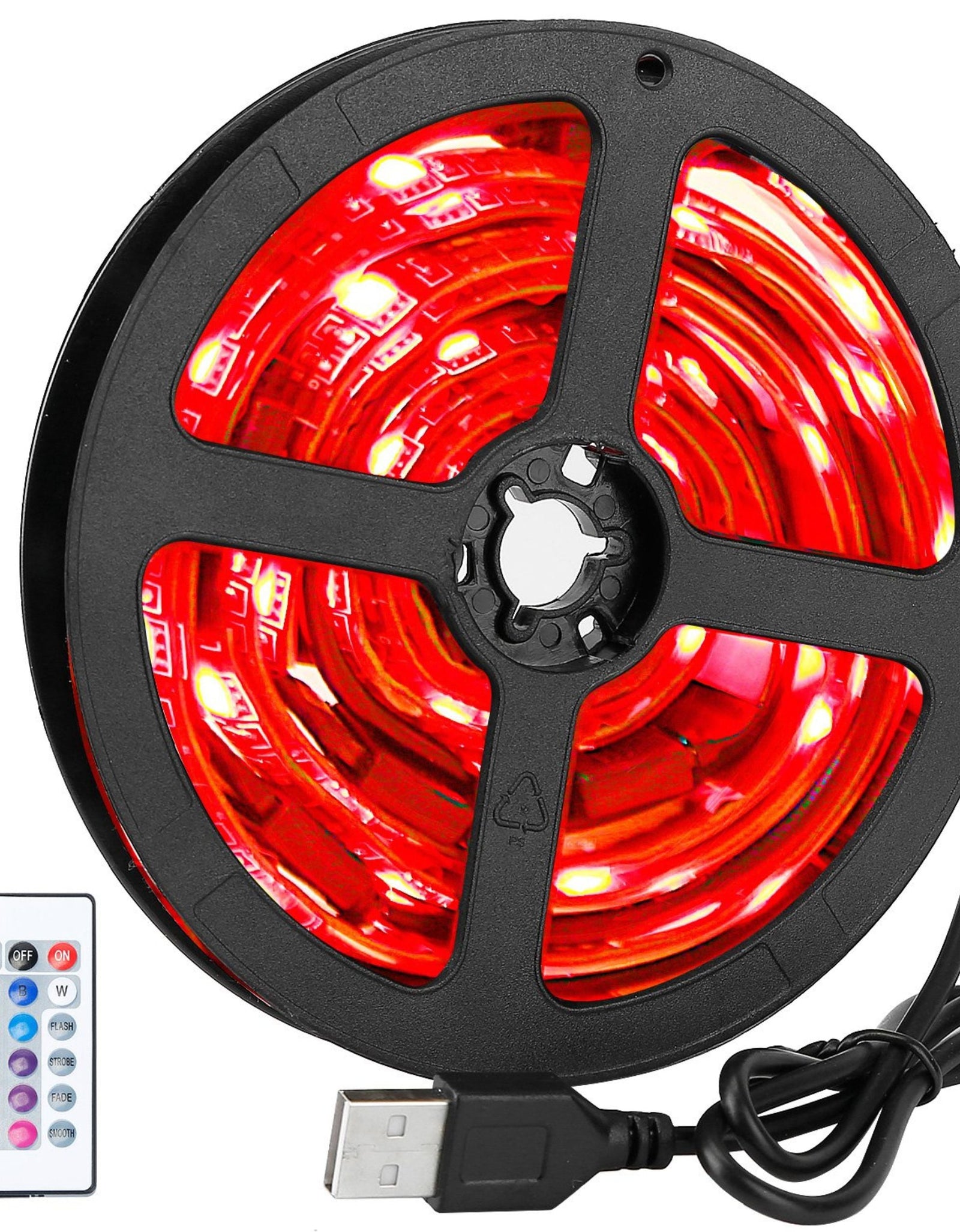 6.56ft LED Backlight Strip - Waterproof RGB Strip Light - 16 Colors - 40-60" TV - USB Monitor Lighting Kit - Remote Included