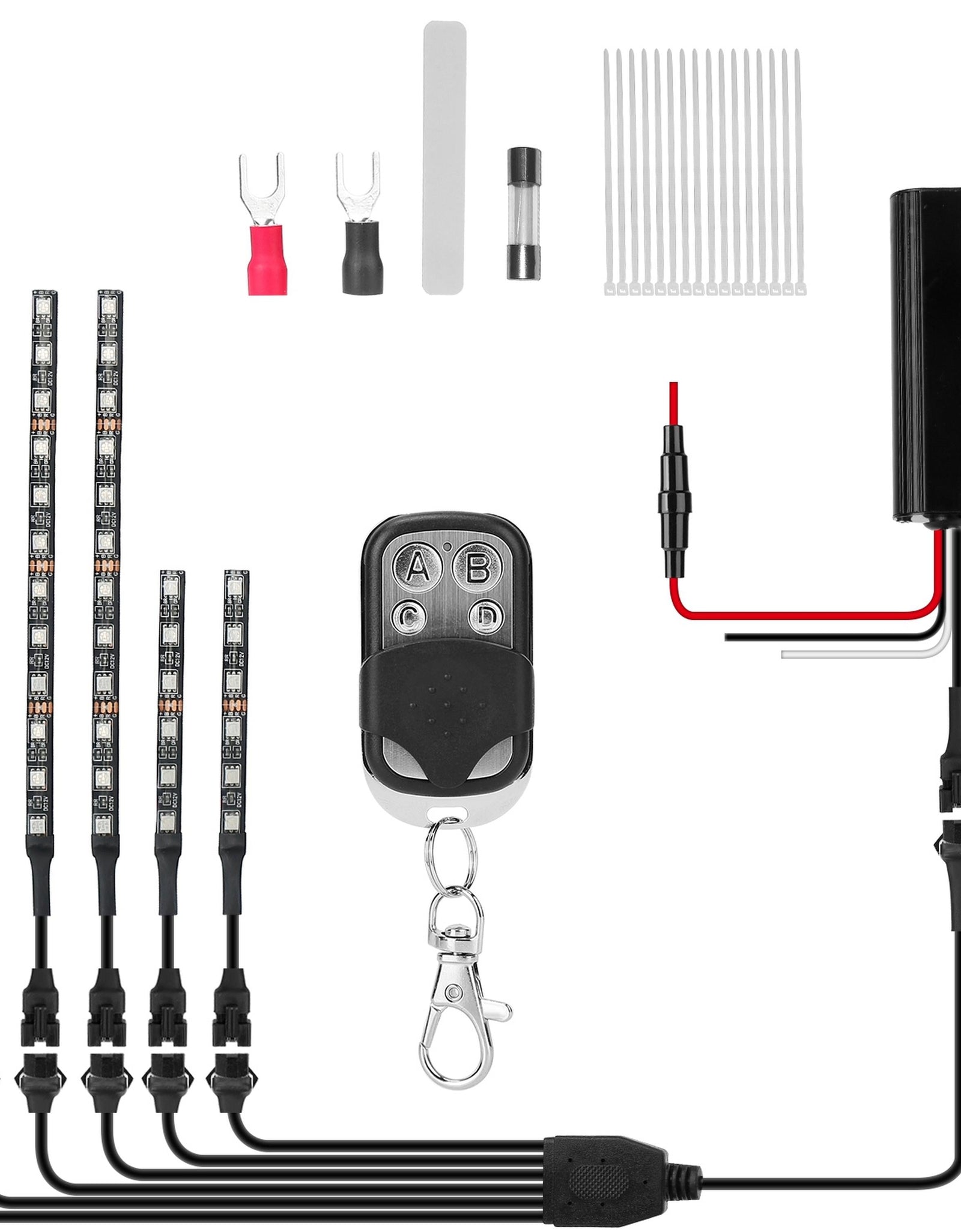 6Pcs Motorcycle LED Light Strips Multi-Color Neon Light Kits Waterproof DC 12V RGB Atmosphere Lights W/ Remote Controller Fit For Motorcycle Car SUV A