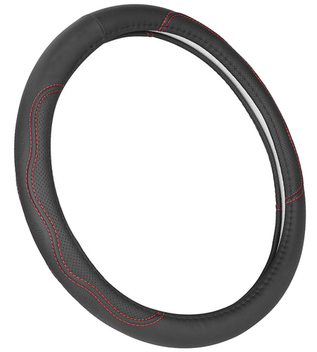 Steering Wheel Cover 14.5in-15in Diameter Universal Fiber Leather Car Steering Wheel Protector Breathable Anti-Slip Odor Free