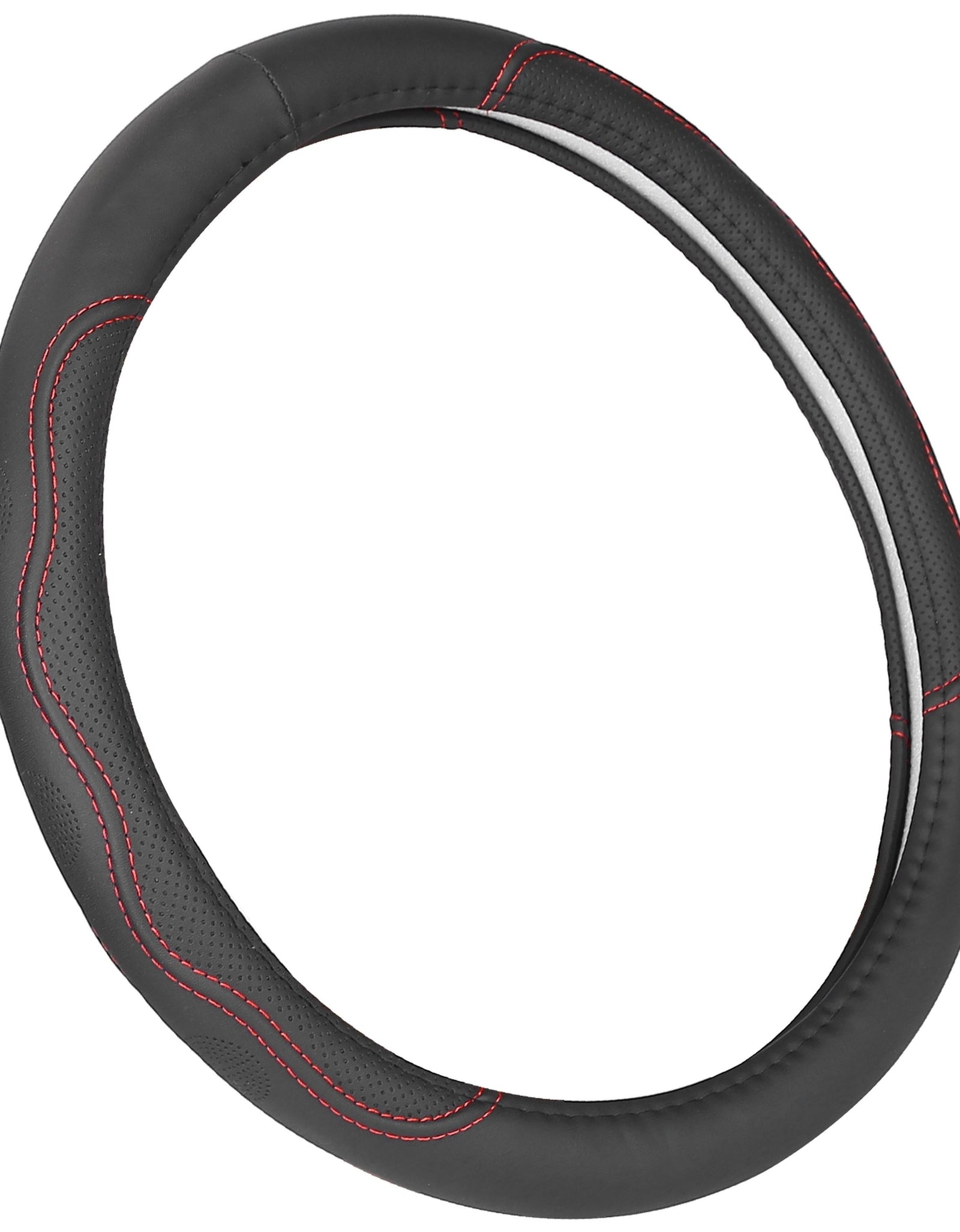 Steering Wheel Cover 14.5in-15in Diameter Universal Fiber Leather Car Steering Wheel Protector Breathable Anti-Slip Odor Free