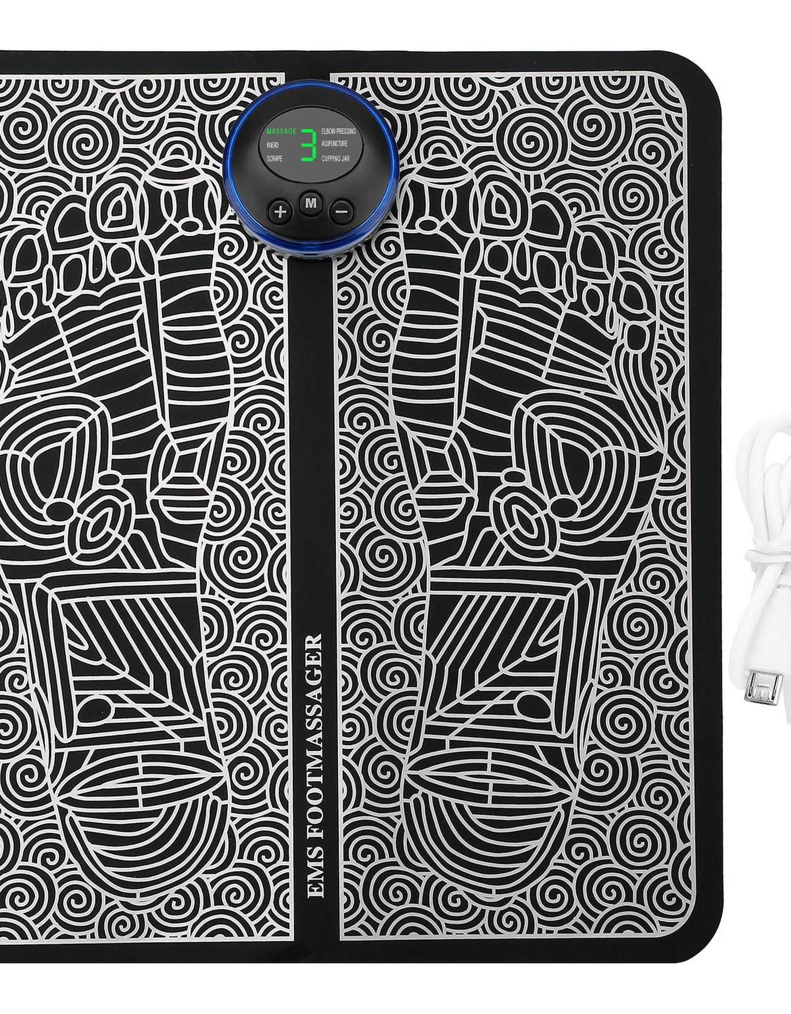 EMS Foot Massage Pad Electric Stimulator Massager Unit Rechargeable Leg Reshaping Muscle Pain Relax Massage Mat w/ 6 Modes 9 Intensity Levels