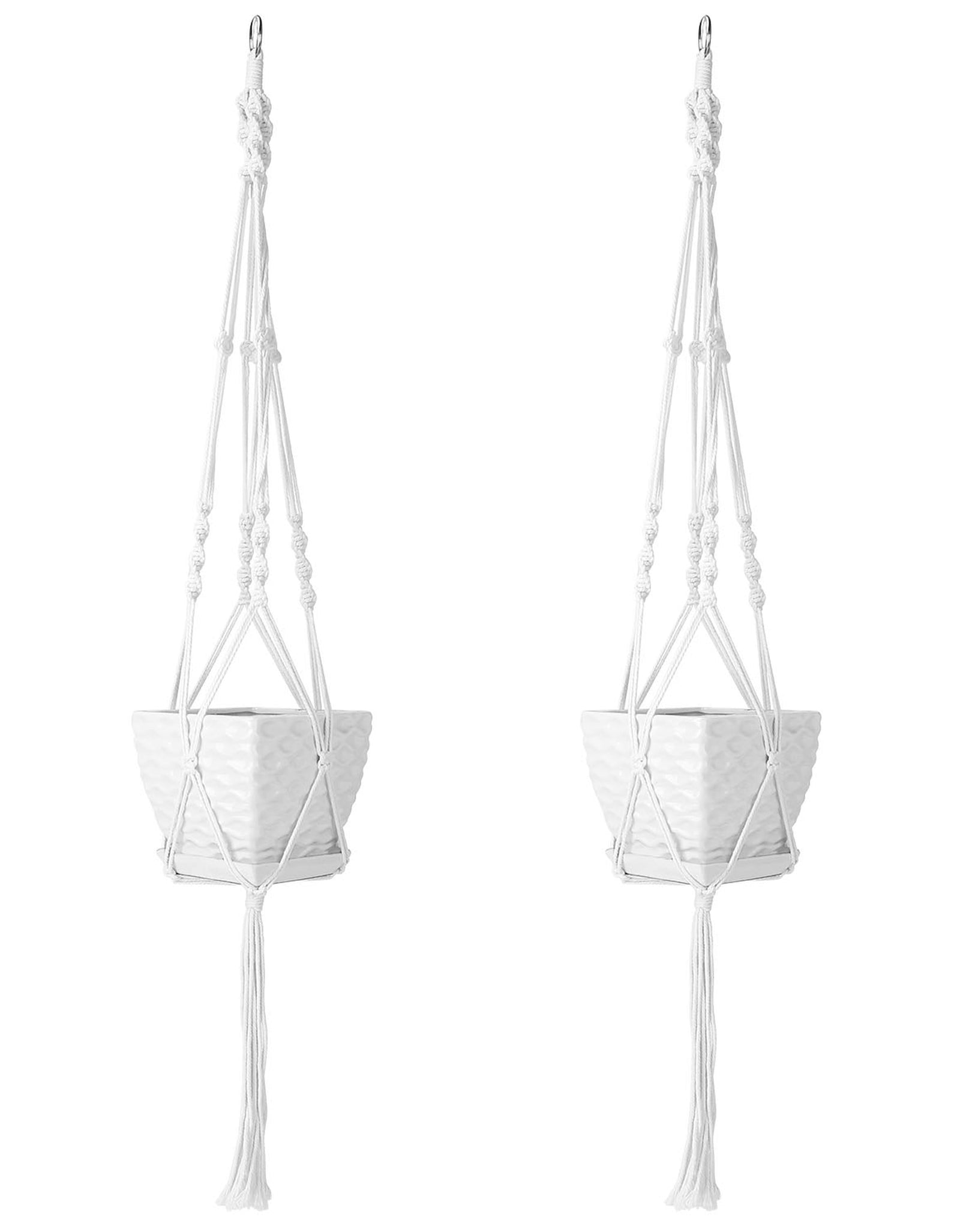 2Pcs Plant Hanger Flowerpot Net Bag 40in Cotton Rope Plant Hangers 4Legs Plant Hanger Fit For Round Or Square Plant Pot 4-11in