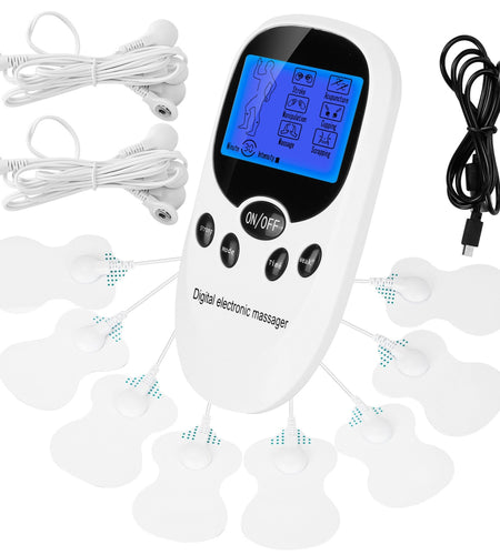 Dual Channel Electric Muscle Stimulator with Electrode Pads - Pain Relief Therapy