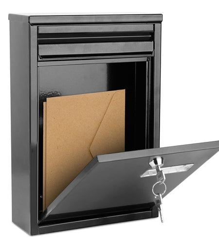 Lockable Wall Mount Mailbox - Galvanized Iron, 2 Keys - Secure Letter Post Box for Home & Office