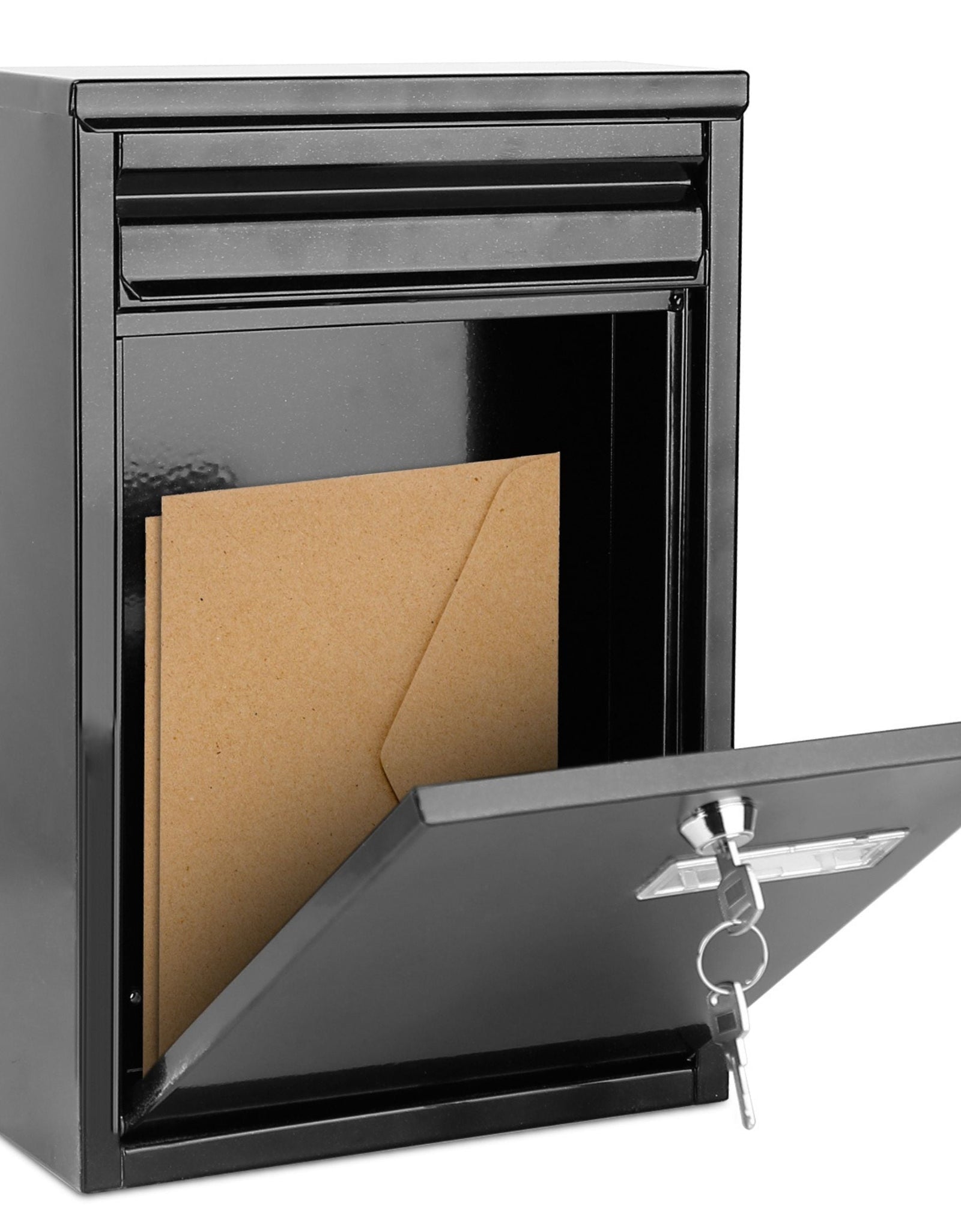 Lockable Wall Mount Mailbox - Galvanized Iron, 2 Keys - Secure Letter Post Box for Home & Office