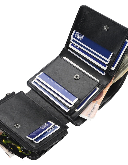 Load image into Gallery viewer, Men�s Leather Wallet ID Card Holder Purse Trifold Clutch Money Zipper with ID Window 14 Credit Card 1 ID Card
