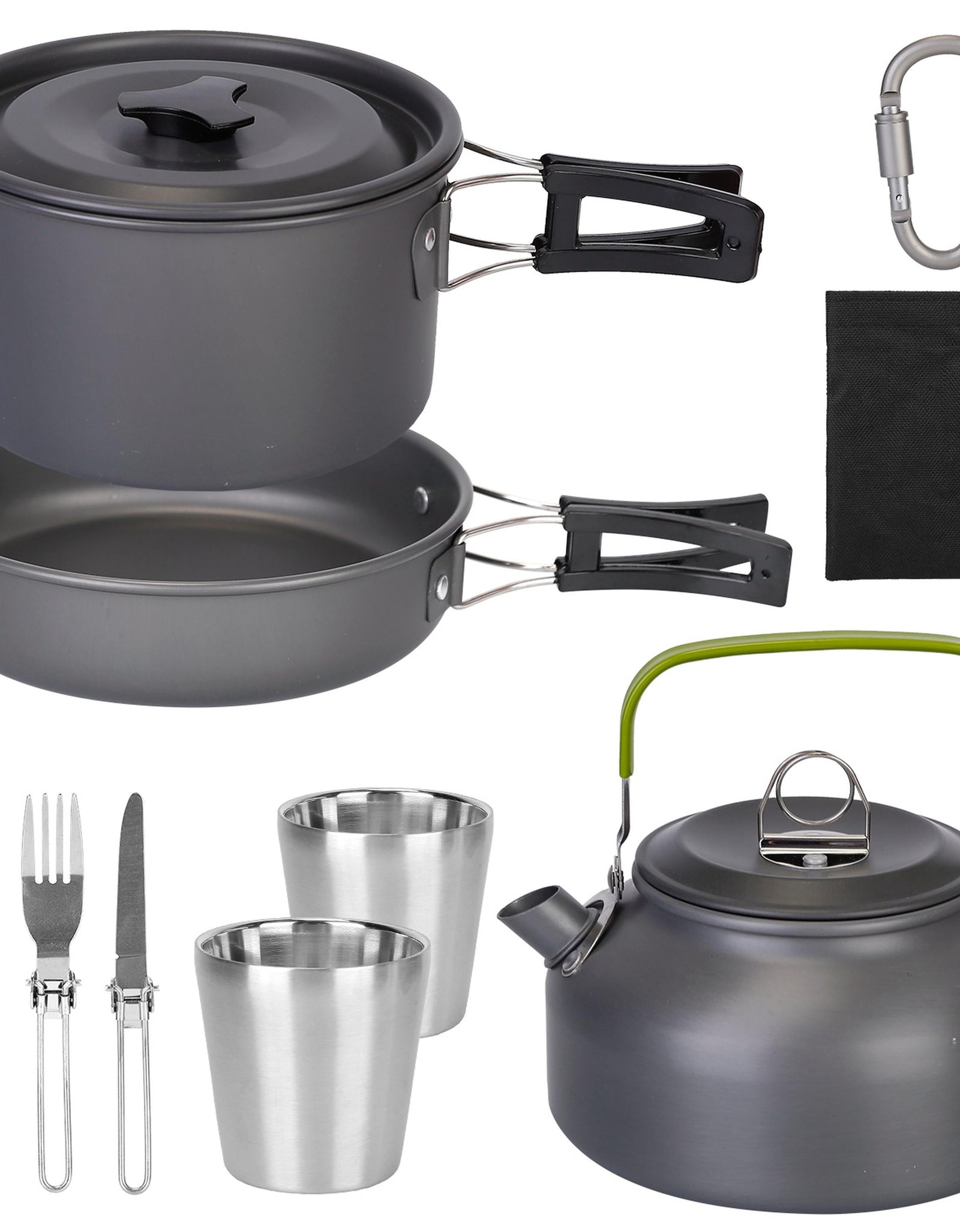 12Pcs Camping Cookware Set Camping Stove Aluminum Pot Pans Kit for Hiking Picnic Outdoor with Cup Fork Spoon Knife