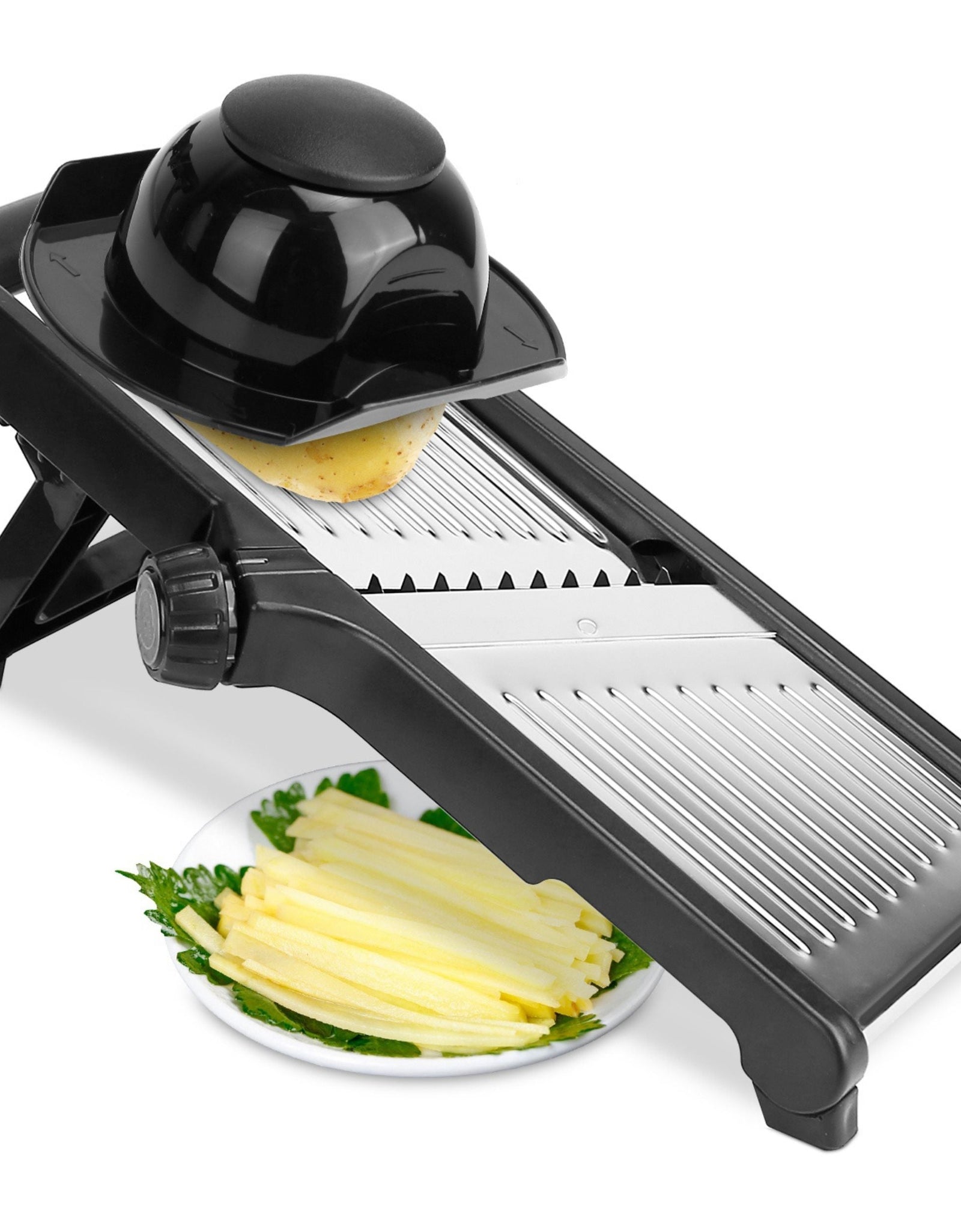 5-in-1 Stainless Steel Mandoline Slicer Set with Adjustable Blades & Food Holder