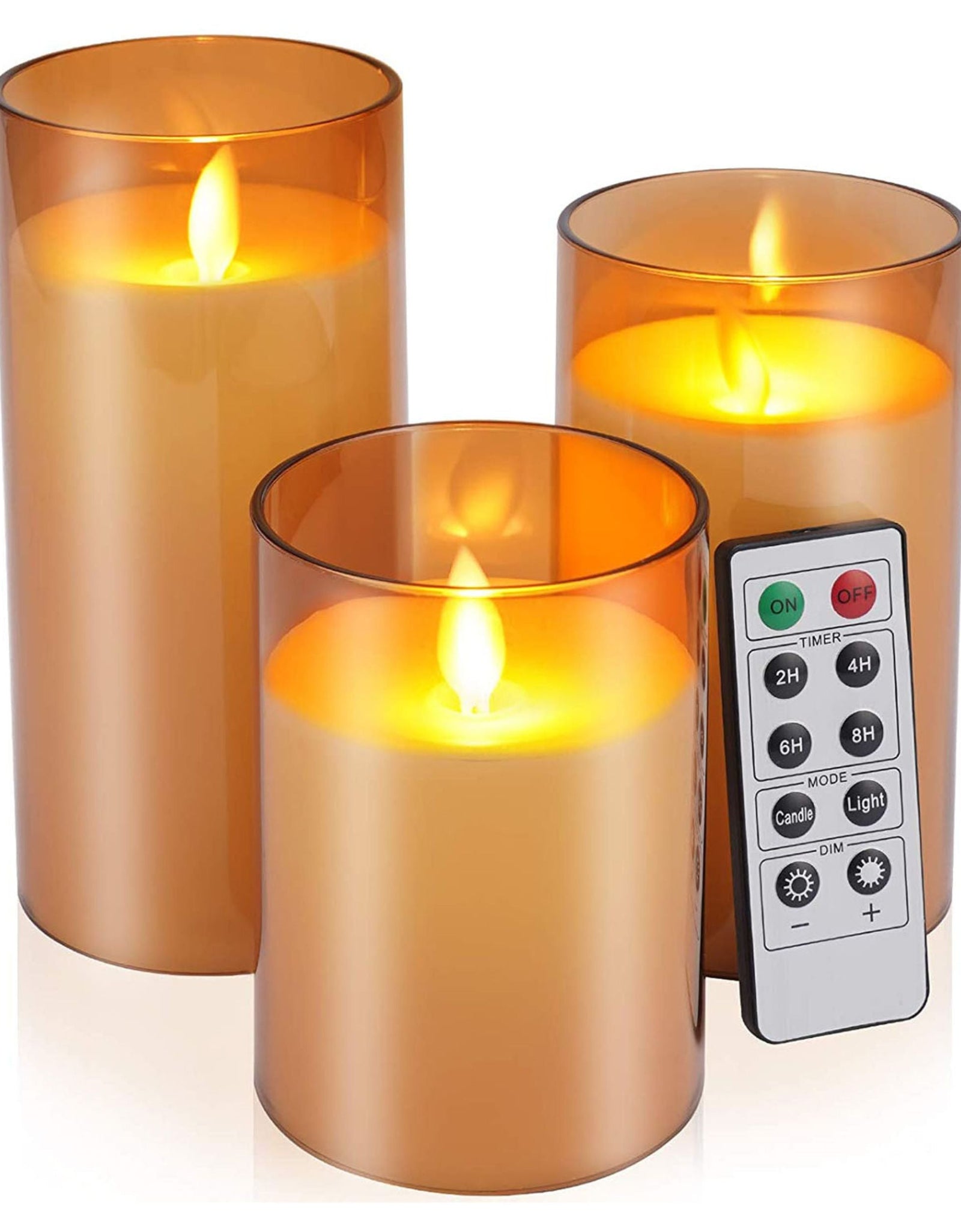 3-Pack LED Flameless Candle Set, Battery Operated, Real Wax Pillar, Warm White, Remote Control Timer