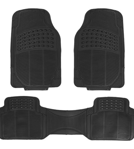 3Pcs Automotive Floor Mats Set Front Rear PVC Rubber Floor Mats Heavy Duty Drive Vehicle Car Mats with Trimmable Design Fit Most Cars SUVs Trucks