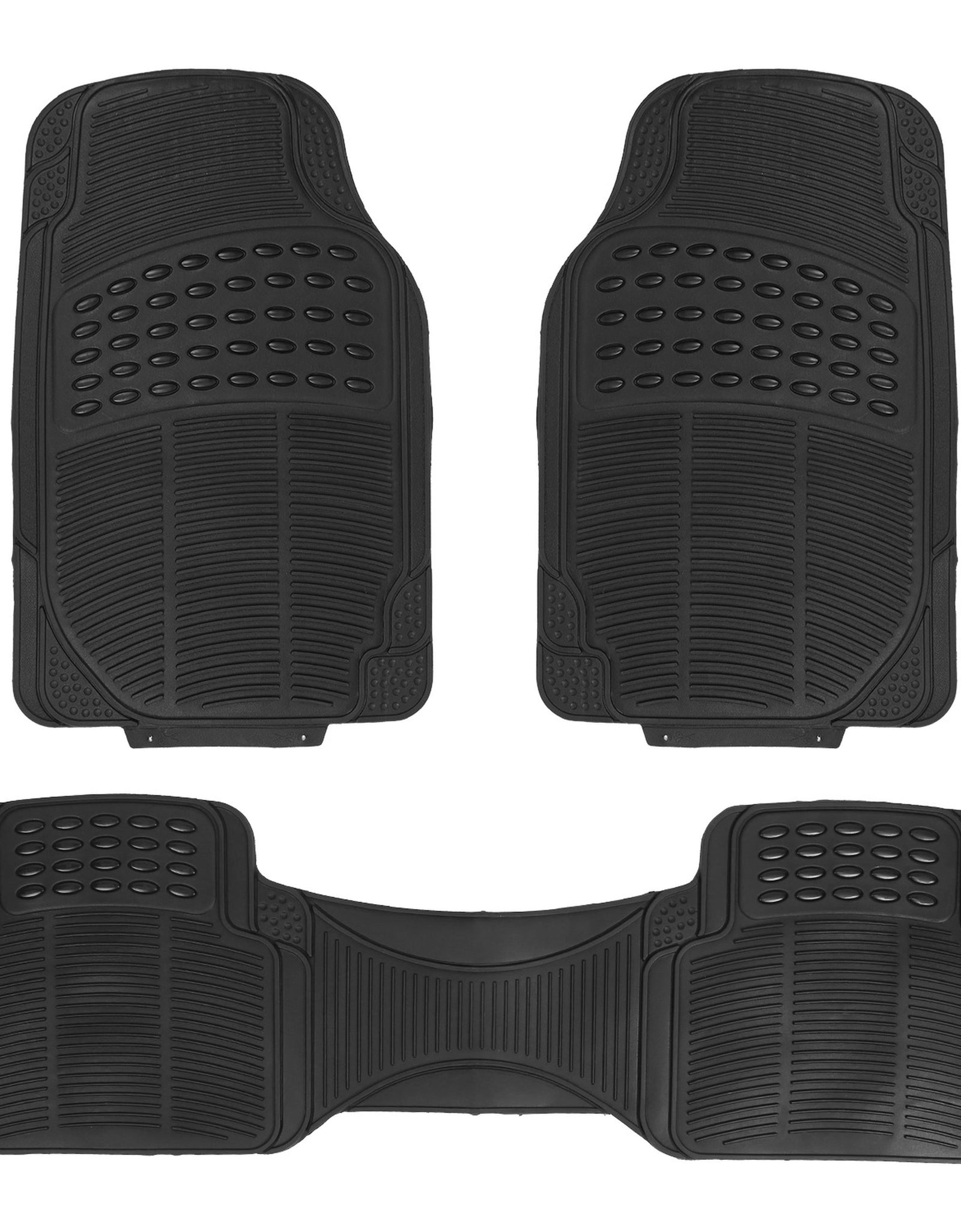 3Pcs Automotive Floor Mats Set Front Rear PVC Rubber Floor Mats Heavy Duty Drive Vehicle Car Mats with Trimmable Design Fit Most Cars SUVs Trucks