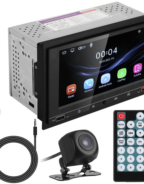 Load image into Gallery viewer, 7In Universal Wireless Car MP5 Player 1080P Video Player Stereo Audio FM Radio Aux/USB Input with Rear View Camera Remote Control
