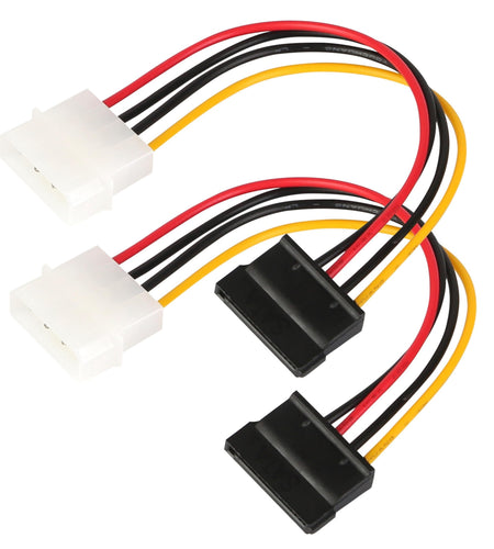 2 Packs 4 Pin Male To 15Pin Female Data Cable Adapter Converter Hard Drive Cable