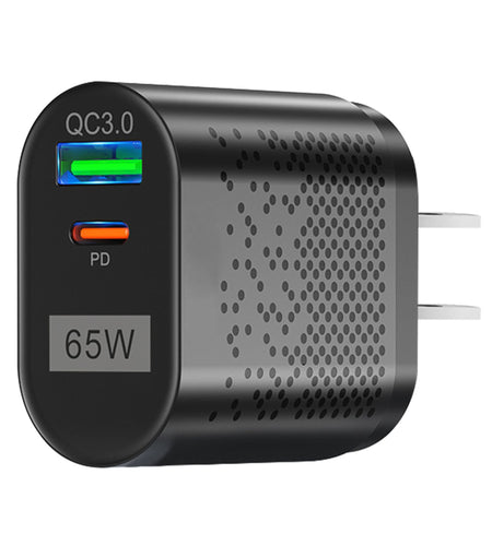 65W Type C Fast Wall Charger - PD QC3.0 Adapter for iPhone 14/13/12/11, Samsung S22/S21, Switch, MacBook, iPad