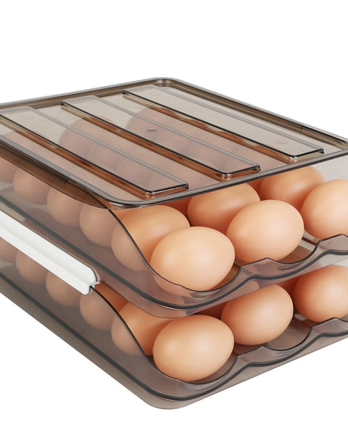 Load image into Gallery viewer, 36-Egg Double Layer Automatic Rolling Egg Container Holder with Lid, Refrigerator Egg Storage Box Organizer Bin Tray Rack
