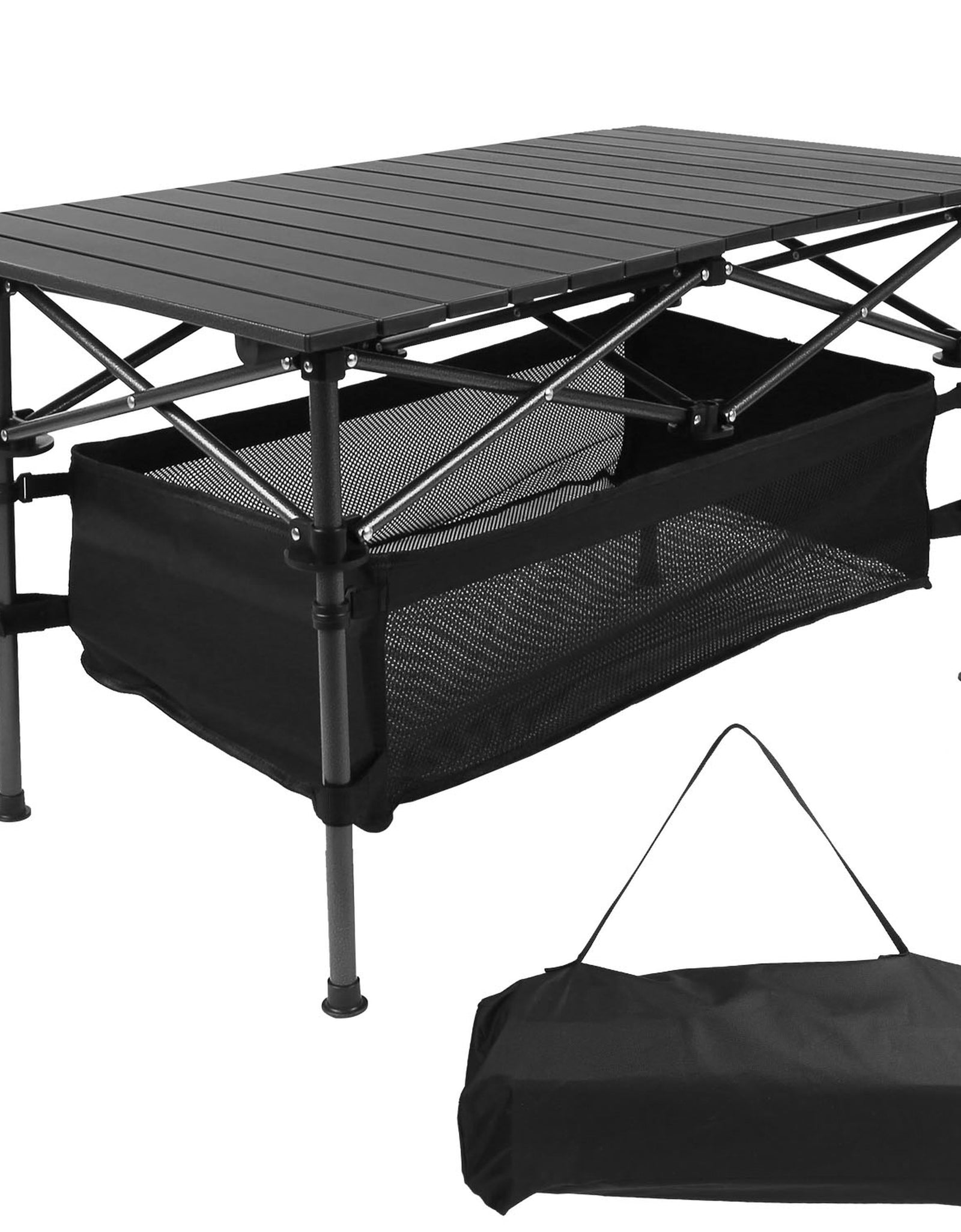 Folding Camping Table Portable Lightweight Aluminum Roll-up Picnic BBQ Desk with Carrying Bag Heavy Duty Outdoor Beach Backyard Party Patio