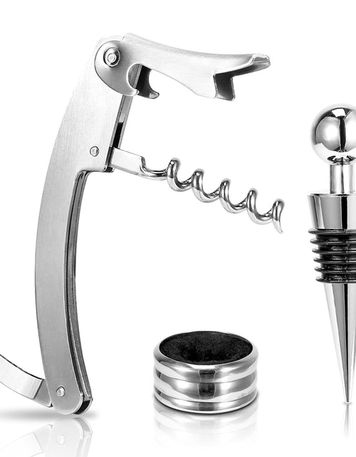 Load image into Gallery viewer, 3Pcs Corkscrew Bottle Opener Set Tool Foil Cutter Drip Collar Protector Cork Stopper Wine Bottle Cap Opener
