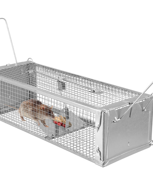 Load image into Gallery viewer, Dual Door Rat Trap Cage Humane Live Rodent Dense Mesh Trap Cage Zinc Electroplating Mice Mouse Control Bait Catch with 2 Detachable U Shaped Rod
