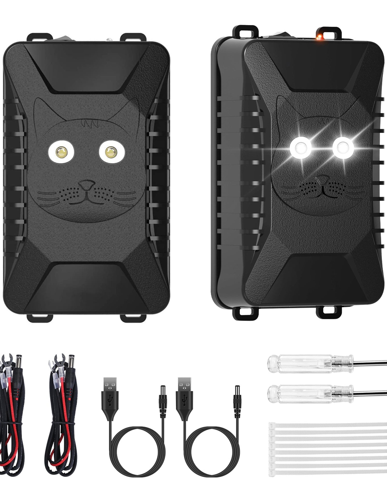 2 Packs Under Hood Ultrasonic Rodent Repellent Mouse Wildcat Control Portable Rodent Chaser with 3 Power Supplies for Car Home Garage