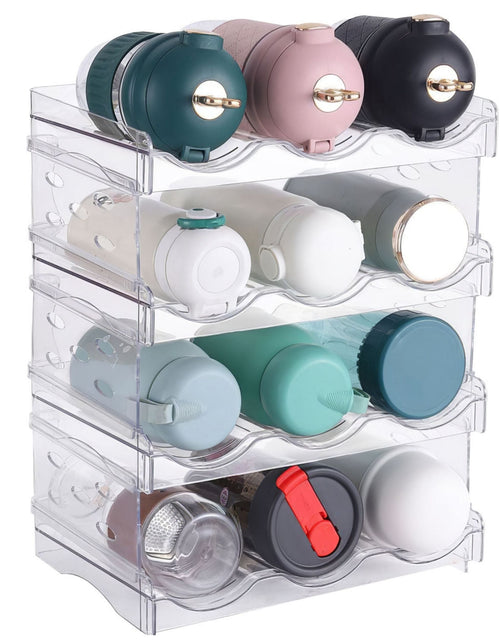 Load image into Gallery viewer, 4 Tier Bottle Storage - 12 Bottles Transparent Stackable Organizer for Kitchen Fridge Cabinet Pantry
