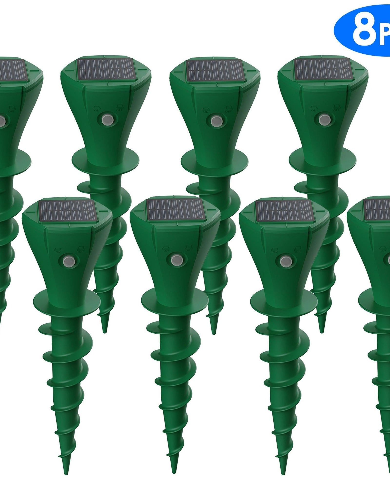 8Pcs Solar Powered Mole Repellent Waterproof Solar Animal Repellers for Moles Gophers Groundhogs Snakes Voles Outdoor Vibration Stake For Farm Garden